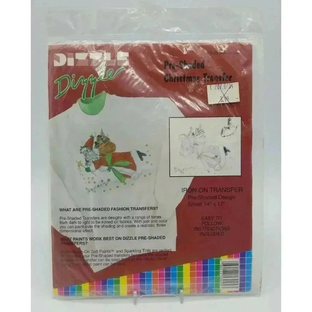 Dizzle Dizzle "Santa's Magic" Pre Shaded Christmas Transfer 1992 New Old Stock